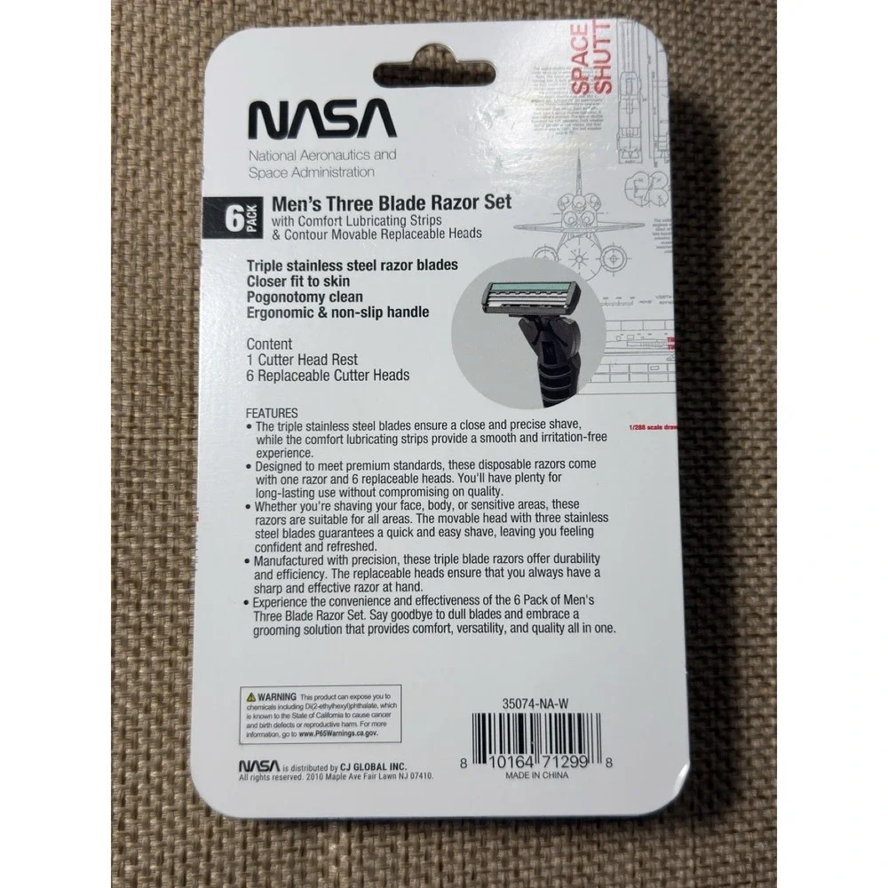 NASA Razor Set Nose Ear Trimmer Scissors Comb Razors Refill Mens Toiletry Kit